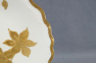 Flambeau Limoges Hand painted Gold Gilt Azalea Flowers Ivory Plate 1890 - 1910 6
