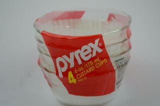 Set Of 4 Vintage Clear Pyrex Custard Cups Scalloped Edge 463 / 6 Oz Nos