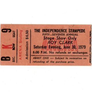 Roy Clark Concert Ticket Stub Greeley Co 6/30/79 Independence Stampede Hee Haw