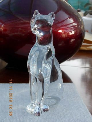 Vintage Baccarat Crystal Large Sitting Cat Figurine