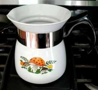 Corning Ware 7 Cup P - 107 Coffee Pot,  Tea Pot,  Water Pot Merry Mushroom Pattern