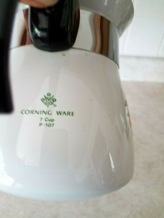 Corning ware 7 cup P - 107 coffee pot,  tea pot,  water pot Merry Mushroom pattern 4