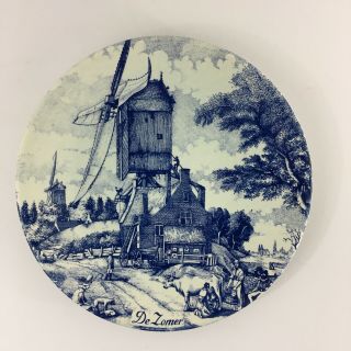 Delft “de Zomer " Delfts Blauw Dutch Display Plate Charger Collectible Blue White