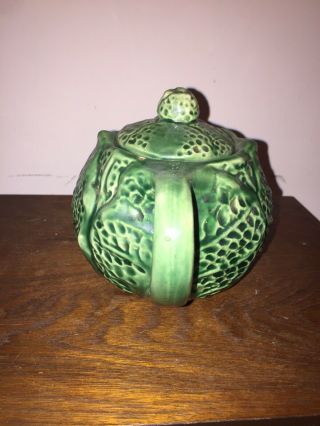 Vintage American Bisque Green Cabbage Ware Tea Pot 6.  5” 4