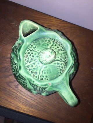 Vintage American Bisque Green Cabbage Ware Tea Pot 6.  5” 5