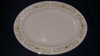 Vintage Sterling Fine China Florentine Oval Serving Platter 14 " Yellow Flowers