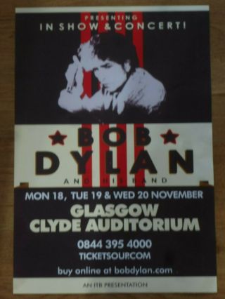 Bob Dylan Live Music Memorabilia - Glasgow Nov.  2013 Show Concert Gig Tour Poster