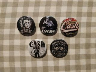 5 X Johnny Cash Buttons (country Rock,  Badges,  Pins,  American Recordings,  Vinyl)