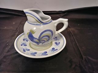 Hb Quimper A Breton Hand Painted Rooster Gravy Boat Creamer? F351 D379