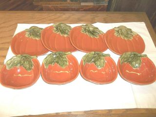 Better Homes & Garden Pumpkin Plates & Cereal Bowls 4 Each