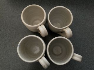4 Williamsburg Pottery Salt Glazed Stoneware Coffee Mugs Cups Cobalt Blue 3