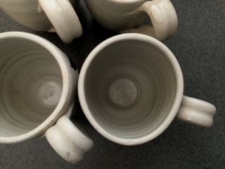 4 Williamsburg Pottery Salt Glazed Stoneware Coffee Mugs Cups Cobalt Blue 4