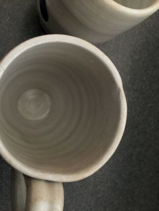 4 Williamsburg Pottery Salt Glazed Stoneware Coffee Mugs Cups Cobalt Blue 8