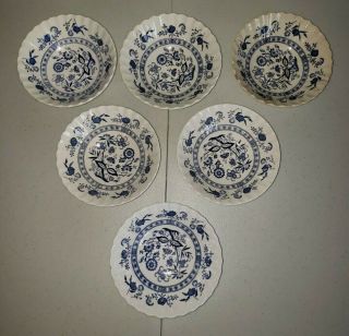 J&g Meakin Blue Nordic Blue Onion Cereal Bowls Set Of 6x