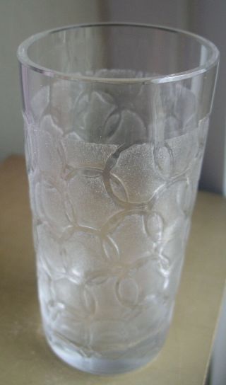 Vintage Etched Signed Daum Nancy French Textured Circles Frosted Glass Tumbler