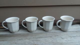 Vintage Pfaltzgraff Heritage Coffee Mugs Tall White Set Of 4 Usa