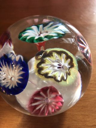Antique Glass Millefiori Paperweight Multi Color - 8 " Round - Not Signed