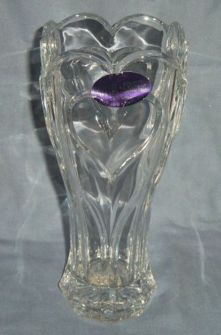 Deplomb Deplomo 24 Lead Crystal 8.  5 " Square Heart Petal Top Clear Flower Vase
