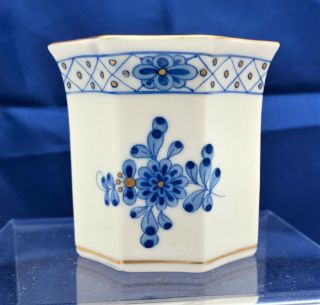 Herend Hungary Hand - Painted Blue Floral Porcelain Toothpick / Cigarette Holder