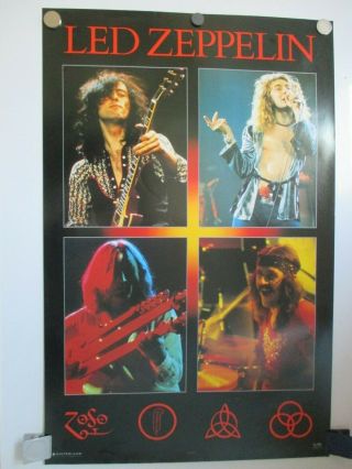 Vintage Led Zeppelin Band Photo Poster 22.  5 X 35 Rare Nos 2002