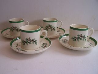 Spode " Christmas Tree " S3324 Demitasse Cup And Saucer - Set Of 4
