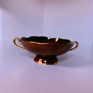 CARLTON WARE ENGLAND ROUGE ROYALE RED & GOLD ART DECO CANDY BOWL 4