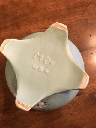 Vintage Collectible McCoy Pottery Jade Green Dogwood Footed Planter Bowl 3