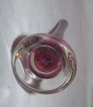 Vintage Hand Blown Art Glass Ring Holder Signed ' Lukian ' Lavender & Pink Estate 4