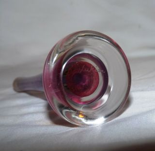 Vintage Hand Blown Art Glass Ring Holder Signed ' Lukian ' Lavender & Pink Estate 5