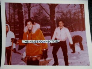Rare - Candid - Photo - Elvis Playing In Snow At Graceland Early 