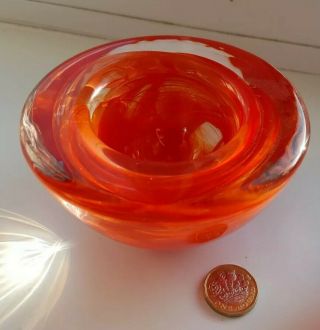 Vintage Art Glass Dish,  Kosta Boda,  Red Swirl,  Rrr12191 Jewellery Candle Rare