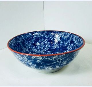 Blue Moon Japan Red Blue White Japanese Design 7.  5 " Large Ceramic Bowl