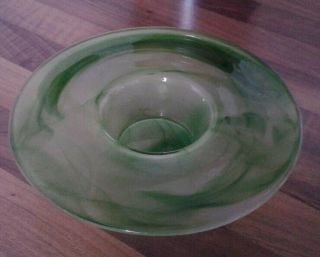 Art Deco Davidson Jade Green Cloud Glass Bowl 7.  5 " Diameter