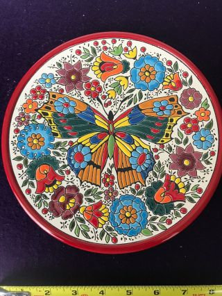 Vintage Colorful Mosaic Butterfly Pattern Collectible Cerana Plate Made In Spain