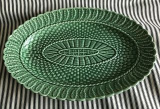 Bordallo Pinheiro Basketweave Green Oblong Plate