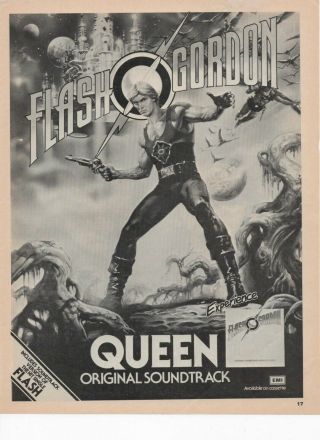 Queen Freddie Mercury - Flash Gordon Soundtrack A4 Poster Advert 1980s