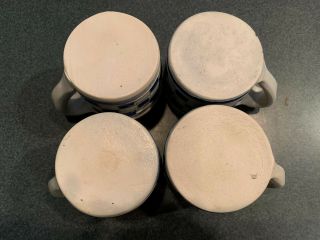 Set of 4 Williamsburg VA Cobalt Blue Checker Salt Glaze Pottery Stoneware Mugs 7