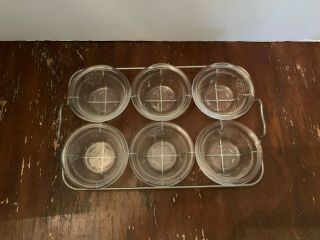 Vintage Set Of 6 Glasbake Custard Cups With Wire Rack