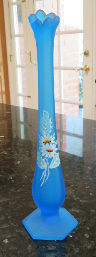 Westmoreland Blue Mist Satin Glass Daisy Bud Vase