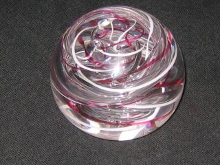 Pink And White Swirl Langham Paperweight