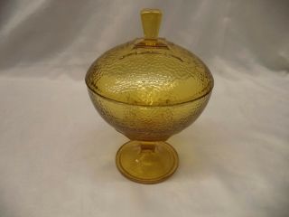 Vintage Yellow Depression Glass 8 " Tall,  5 1/2 " Wide W/cover Compote/candy Dish