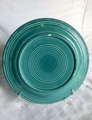 Vintage Fiestaware Plate 10.  5” Divided Turquoise Early Full Glaze 1939 - 3