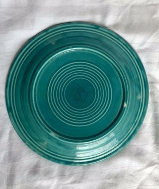 Vintage Fiestaware Plate 10.  5” Divided Turquoise Early Full Glaze 1939 - 6