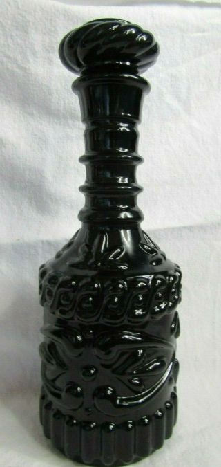 Black Amethyst Glass Ky Liquor Bottle Decanter Empty 787