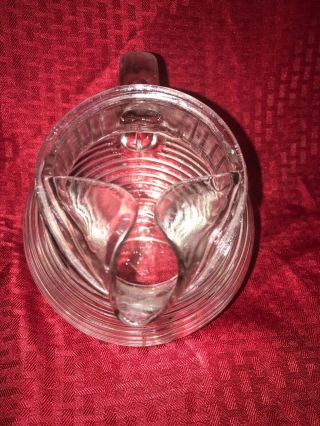 VINTAGE MANHATTAN ANCHOR HOCKING RIBBED CLEAR GLASS BALL TILT JUICE PITCHER 2
