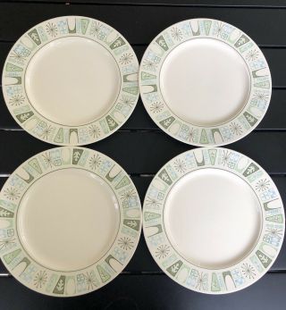 Vintage Set (4) Atomic Taylor Stone “cathay” Oven - Proof Dinner Plates 10.  5”