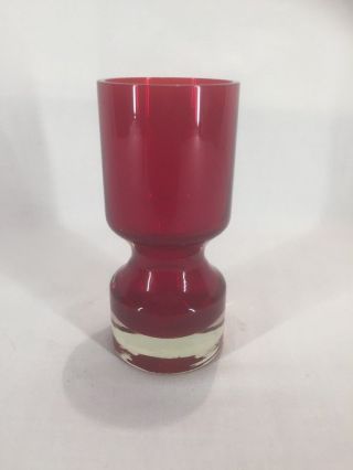Art Glass Bud Vase Red With Clear Base (ref G326)