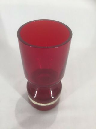 Art Glass Bud Vase Red With Clear Base (ref G326) 2