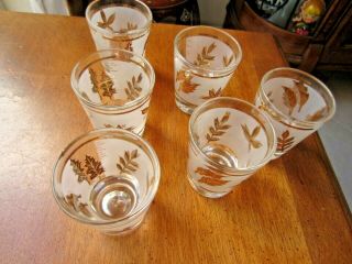 Vintage Frosted Gold Leaf Shot Glasses,  set of 6 2