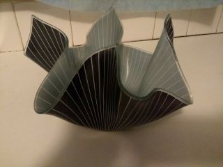 Vintage Chance Black Glass Handkerchief Vase 1970 